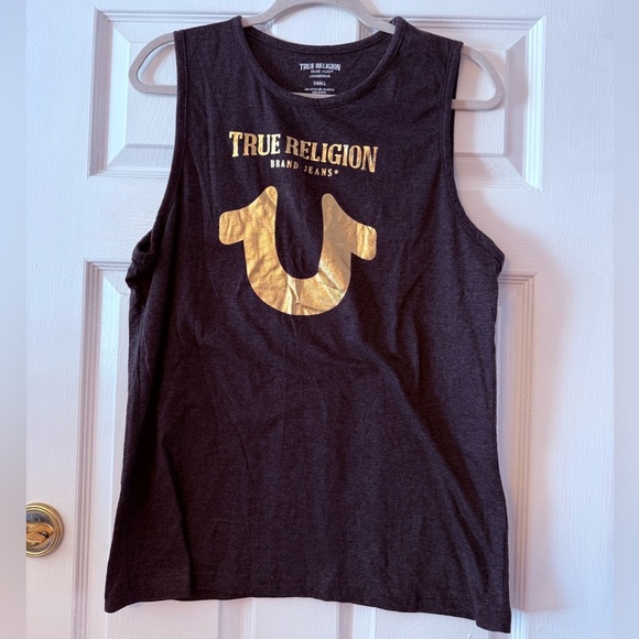 True Religion Tops - True Religion Charcoal and Gold Tee